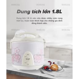 Thumbnail Nồi Cơm Điện Nắp Liền Sharp KS-N192ETV"SP" 1.8L, SX Thailand [ Lòng Nhôm Chống Dính] 2