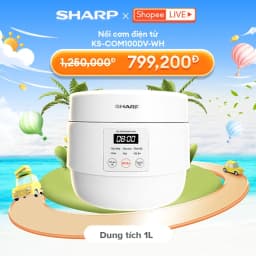 Thumbnail Nồi Cơm Điện Sharp KS-COM100DV-WH 1L 600W [Hẹn giờ, mâm nhiệt 3D, 6 chức năng nấu 1