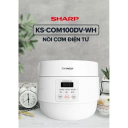 Thumbnail Nồi Cơm Điện Sharp KS-COM100DV-WH 1L 600W [Hẹn giờ, mâm nhiệt 3D, 6 chức năng nấu 3