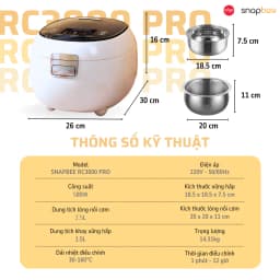 Thumbnail Nồi Cơm Lòng Inox Vân Lục Giác Snapbee RC3000 Pro_Đa Năng_Cho Người Ăn Kiêng_Tiểu Đường [Snap Kitchen] 2
