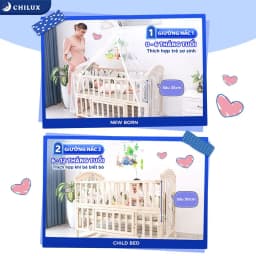 Thumbnail Nôi cũi cho bé Chilux Peace Natural - Đa năng 6 chế độ tiện lợi cho mẹ và bé - Bảo hành 3năm 1