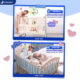 Thumbnail Nôi cũi cho bé Chilux Peace Natural - Đa năng 6 chế độ tiện lợi cho mẹ và bé - Bảo hành 3năm 2