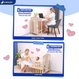 Thumbnail Nôi cũi cho bé Chilux Peace Natural - Đa năng 6 chế độ tiện lợi cho mẹ và bé - Bảo hành 3năm 3
