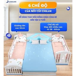 Thumbnail Nôi cũi cho bé sơ sinh đa năng 6 chế độ CHILUX PEACE WHITE - Sử dụng từ 0 đến 12 tuổi 3