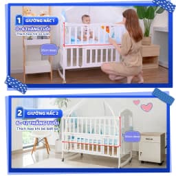 Thumbnail Nôi cũi cho bé sơ sinh đa năng 6 chế độ CHILUX PEACE WHITE - Sử dụng từ 0 đến 12 tuổi 4