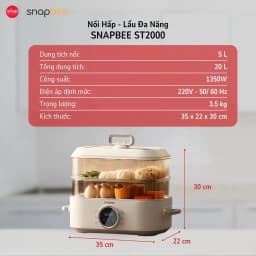 Thumbnail Nồi Hấp Lẩu Điện 3 Tầng 20L SNAPBEE ST2000_5 Mức Nhiệt_Kháng Khuẩn_Không Gây Mùi [Snap Kitchen] 3