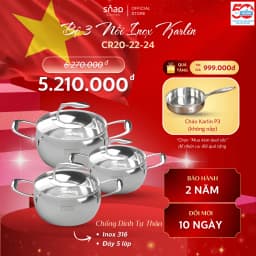 Thumbnail Nồi Inox 316 Size 20 - 22 - 24 Đáy 5 Lớp KARLIN CR20 - CR22 - CR24_Chống Dính Tự Thân [Snap Kitchen] 1