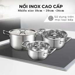 Thumbnail Nồi inox bếp từ 5 đáy, inox 304 cao cấp siêu bền Daelux (18cm,20cm,22cm,24cm) 2