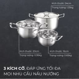 Thumbnail Nồi inox bếp từ 5 đáy, inox 304 cao cấp siêu bền Daelux (18cm,20cm,22cm,24cm) 3