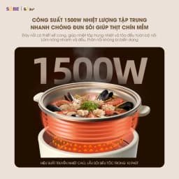 Thumbnail Nồi Lẩu Điện Đa Năng 5L Bear Chiên Xào Nấu Đế Tách Rời Sôi Nhanh Tiết Kiệm Điện Nhiệt Tỏa Đều Siêu Chống Dính NL05F 2