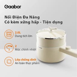 Thumbnail Nồi nấu đa năng Gaabor EC-20E01B 2L chiên xào hấp kèm xứng hấp lẩu điện cầm tay điều chỉnh nhiệt độ 1