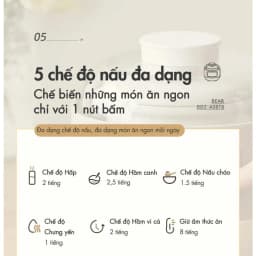 Thumbnail Nồi Nấu Chậm Đa Năng 0.8L Bear DDZ-A08T8 (SC-4H08K) | Kèm xửng hấp - Nồi ăn dặm cho bé | Bảo Hành 18 Tháng 3