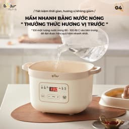 Thumbnail Nồi Nấu Cháo Chậm BEAR 1.6L 6 Chế Độ Ninh Nấu Hầm Chưng Yến Hấp Cách Thuỷ Tiện Lợi Giữ Chất Dinh Dưỡng SB-NNC16 4