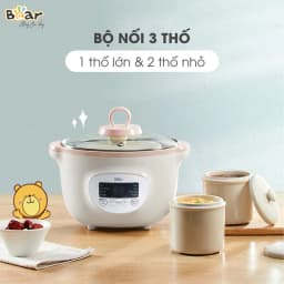 Thumbnail Nồi Nấu Cháo Chậm BEAR 1.6L Nồi Nấu Chậm Cho Bé 7 Chế Độ Nồi Chưng Yến Hấp Hầm Canh Súp Chè Giữ Ấm Bản TViệt SUBE002 2