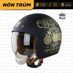 Thumbnail Nón bảo hiểm 3/4 Royal M139 có kính âm hoạt tiết design V5 đen 1
