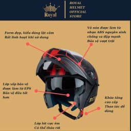 Thumbnail Nón bảo hiểm fullface có cằm Royal M179 đen nhám chính hãng tại Nón Trùm 1