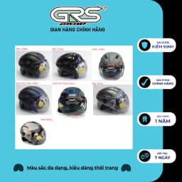 Thumbnail Nón bảo hiểm nửa đầu cho nam nữ có kính chắn gió GRS A737K nhiều màu, mũ nảo hiểm nửa đầu thoáng khí chính hãng 2