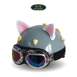 Thumbnail Nón Bảo Hiểm Nửa Đầu gắn Kính Phi Công tai mèo, Charm 3D Dễ Thương kèm phụ Kiện Kuromi Gắn Mũ giá rẻ cho nam và nữ 2