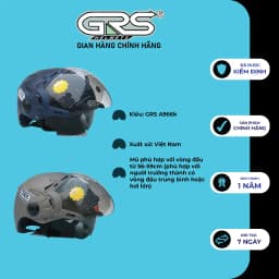 Thumbnail Nón bảo hiểm nửa đầu GRS A966K 2 Kính – Vệ sĩ chống tia cực tím, chống mưa bụi 2