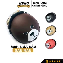 Thumbnail Nón bảo hiểm nửa đầu Hpro helmet tem Gấu Nâu, mũ 1/2 freesize (55-59cm) nam nữ, kèm kính UV, kính phi công 1