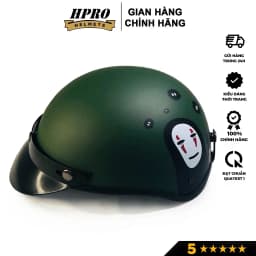 Thumbnail Nón bảo hiểm nửa đầu Hpro Helmet, xốp ép nhiệt, mũ thời trang 1/2 Freesize (55-59cm) tem hình Vô Diện, kèm kín 3