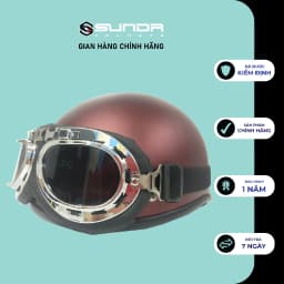 Thumbnail Nón bảo hiểm nửa đầu SUNDA HALYA kèm kính phi công- nhiều màu 2