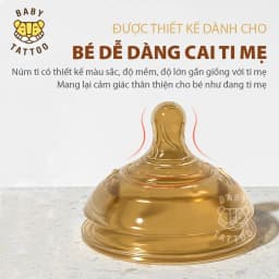 Thumbnail Núm Ti Silicone Nano Bạc Kháng Khuẩn Thay Thế Cho Bình Sữa Silicone Nano Bạc BABY TATTOO, Núm Ti Mềm Dẻo Đàn Hồi Cao 1