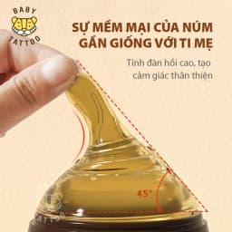 Thumbnail Núm Ti Silicone Nano Bạc Kháng Khuẩn Thay Thế Cho Bình Sữa Silicone Nano Bạc BABY TATTOO, Núm Ti Mềm Dẻo Đàn Hồi Cao 2