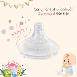 Thumbnail Núm Ty Silicone Cao Cấp Kháng Khuẩn Tự Nhiên An Toàn Cho Bé Yêu bébémarc - Nhiều Size (Set 2 Cái) 2