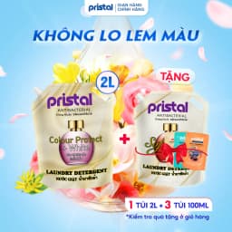Thumbnail Nước giặt sinh học Pristal giữ màu, túi 2L nước giặt quần áo không phải màu an toàn cho da em bé 1