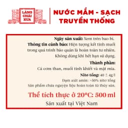 Thumbnail Nước mắm nhỉ 40 độ đạm Làng Chài Xưa nhãn vàng chai thủy tinh 500ml ủ chượp 2 lần đậm đà thơm ngon 2