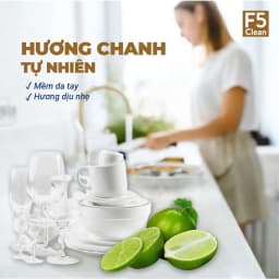 Thumbnail Nước rửa chén bát F5 Clean 3,8kg hương chanh, mềm mại với da tay, gốc thực vật, thiên nhiên 4