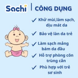 Thumbnail Nước tắm thảo dược SACHI dịu mát da, phòng rôm sảy, mẩn ngứa, hăm tã, bảo vệ làn da cho bé hộp 10 gói x 10ml 3