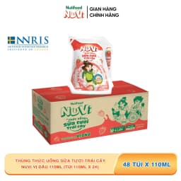 Thumbnail NuVi Thùng Thức Uống Sữa Tươi Trái Cây Vị Dâu 110ml (Túi 110ml x 24) 1