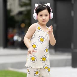Thumbnail Đồ bộ ba lỗ sát nách Cool Feel mịn siêu mỏng mát mặc nhà mùa hè cho bé trai và bé gái Unifriend Hàn Quốc U2023-37 3