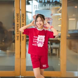 Thumbnail Đồ bộ bé gái Baby Three - Quần áo cho bé nữ thun cotton màu phối - Loza Kids BF331 4
