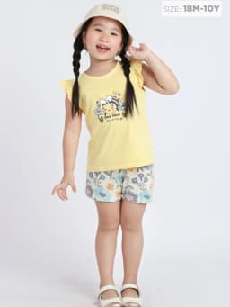 Thumbnail Đồ Bộ Bé Gái Ngắn Tay In Họa Tiết Cotton Mềm,Thoáng Mát (1-10 Tuổi) BaaBaby DB04N 4