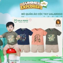 Thumbnail Đồ bộ bé trai bé gái Ualarogo cộc tay mặc nhà 1-5 tuổi vải Cotton Modal thấm hút co giãn mềm mại 3833 2