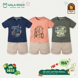 Thumbnail Đồ bộ bé trai bé gái Ualarogo cộc tay mặc nhà 1-5 tuổi vải Cotton Modal thấm hút co giãn mềm mại 3833 3