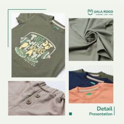 Thumbnail Đồ bộ bé trai bé gái Ualarogo cộc tay mặc nhà 1-5 tuổi vải Cotton Modal thấm hút co giãn mềm mại 3833 4