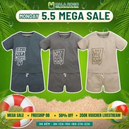 Thumbnail Đồ bộ bé trai bé gái Ualarogo cộc tay mặc nhà 1-5 tuổi vải Cotton Modal thấm hút co giãn mềm mại 3835 1