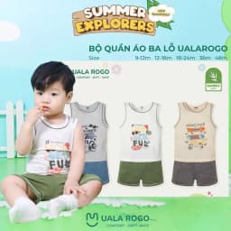 Thumbnail Đồ bộ bé trai Ualarogo 9 tháng - 4 tuổi ba lỗ sát nách vải Sợi tre Bamboo mềm mịn thấm hút 2164 2