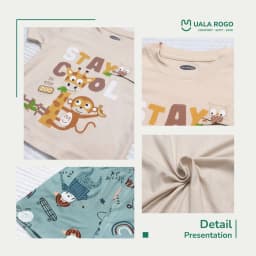 Thumbnail Đồ bộ bé trai Ualarogo cộc tay 9 tháng - 4 tuổi vải Petit mềm mịn co giãn thoáng khí 2207 3