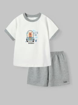 Thumbnail Đồ bộ cộc tay cho em bé trai, đồ ngủ cotton in họa tiết cho bé từ 1-10 tuổi Baa Baby - B-BC-DB04N 1