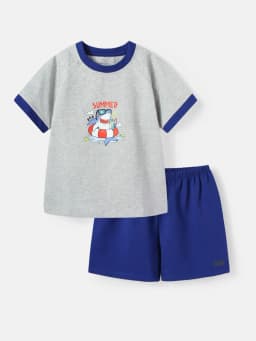 Thumbnail Đồ bộ cộc tay cho em bé trai, đồ ngủ cotton in họa tiết cho bé từ 1-10 tuổi Baa Baby - B-BC-DB04N 2
