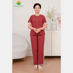 Thumbnail Đồ bộ lanh trung niên mặc nhà quần dài, áo cộc tay có túi thời trang Việt Thắng - B28.5028 4
