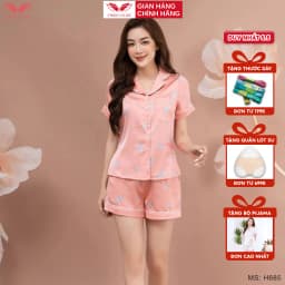 Thumbnail Đồ bộ mặc nhà Pijama lụa VINGO tay ngắn mùa hè H685 VNGO 1