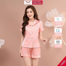 Thumbnail Đồ bộ mặc nhà Pijama lụa VINGO tay ngắn mùa hè H685 VNGO 2