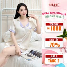 Thumbnail Đồ Bộ Mặc Nhà Pyjama Dài Tay Cộc Tay Lụa Latin Mềm Mại Cao Cấp Zen Me PJC0423 2