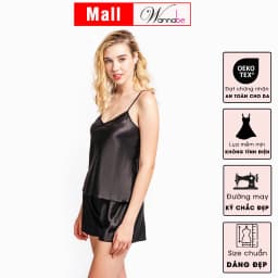 Thumbnail Đồ bộ mặc nhà WANNABE đồ đùi nữ quần sọt áo 2 dây basic đơn giản thoải mái chăm sóc giấc ngủ BS612 2